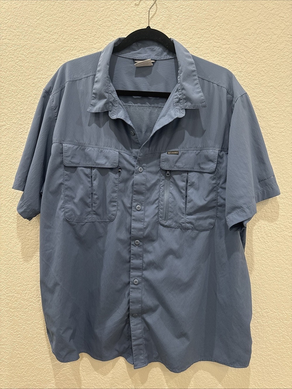 Columbia Shirt Men's 2XL XXL Blue Vented Omni Shade Camp Fishing Gorpcore